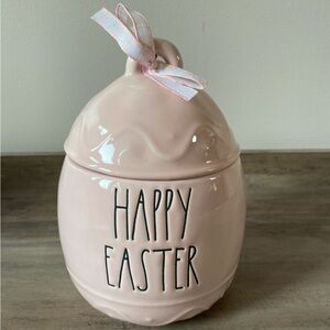 Rae Dunn HAPPY EASTER Pink egg canister Ceramic